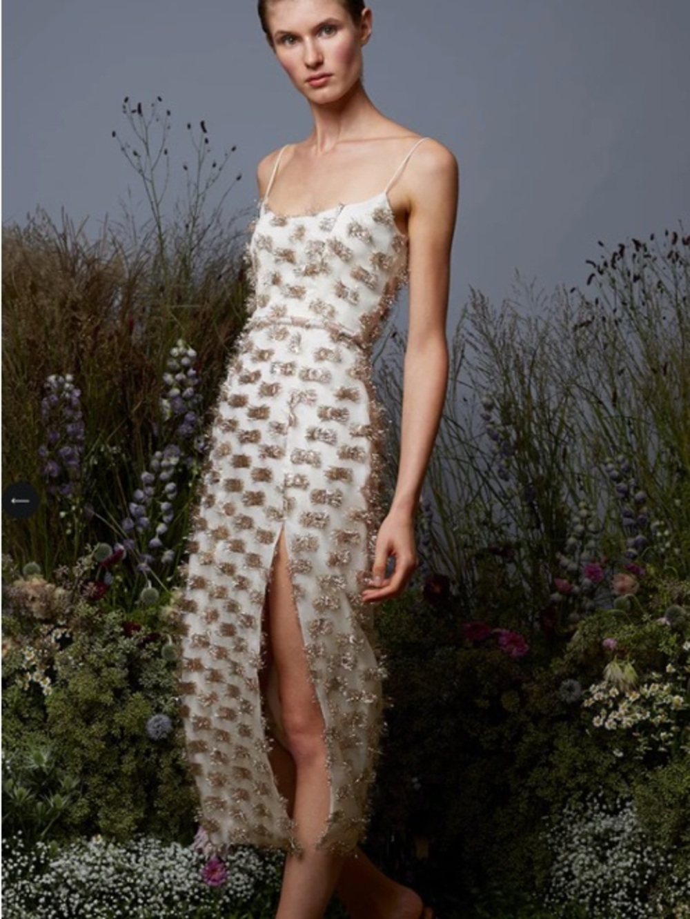 New with Tags - Ivory and Gold Tinsel Markarian Dress